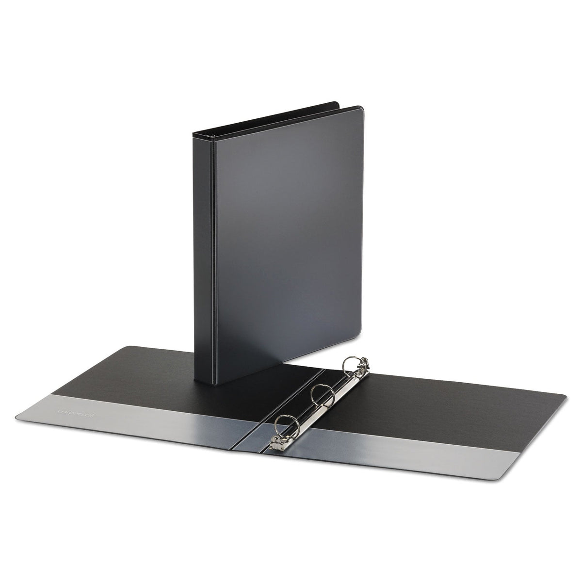 Universal Economy Round Ring View Binder, 3 Rings, 1" Capacity, 11 x 8.5, Black, 12/Carton