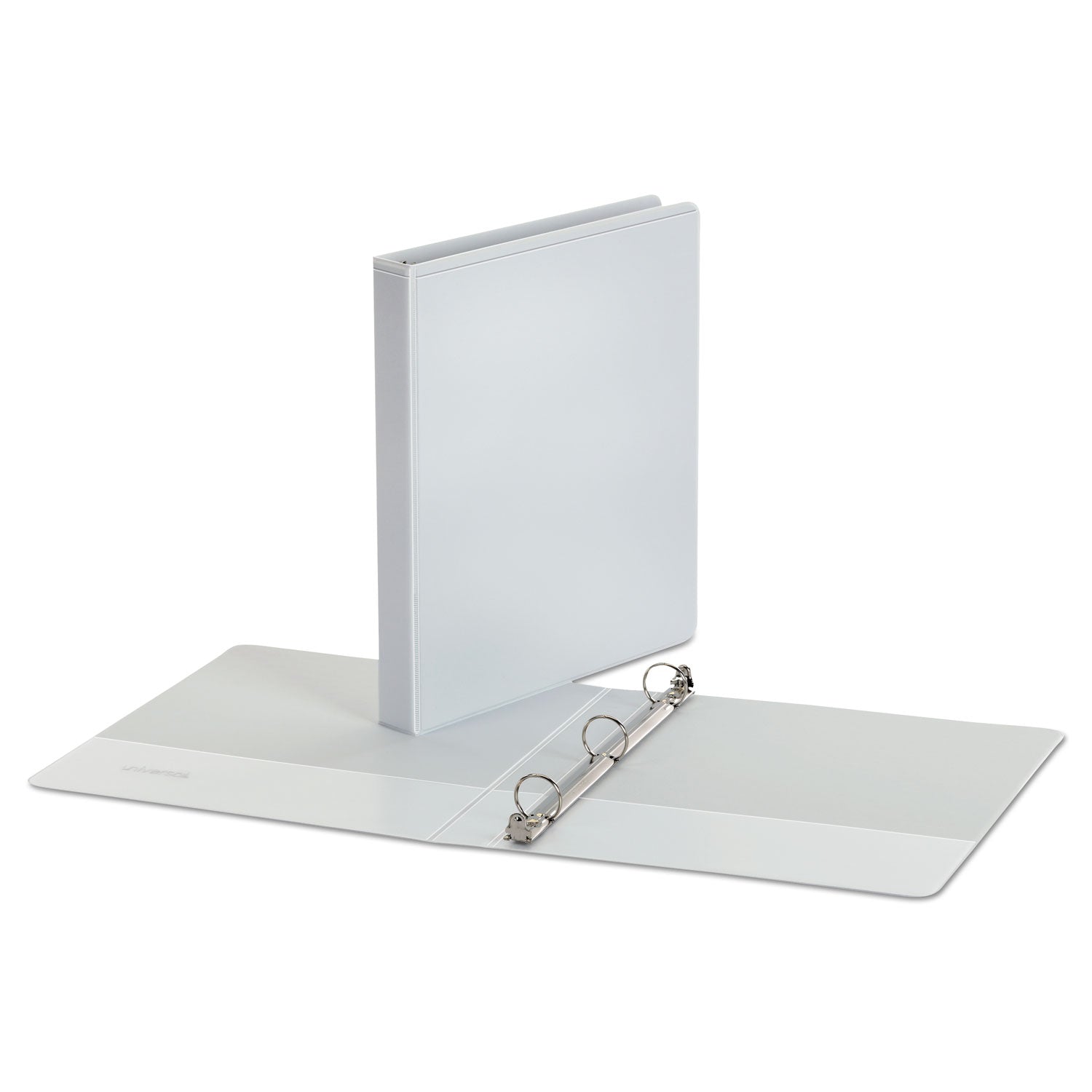 Universal Economy Round Ring View Binder, 3 Rings, 1" Capacity, 11 x 8.5, White, 12/Carton