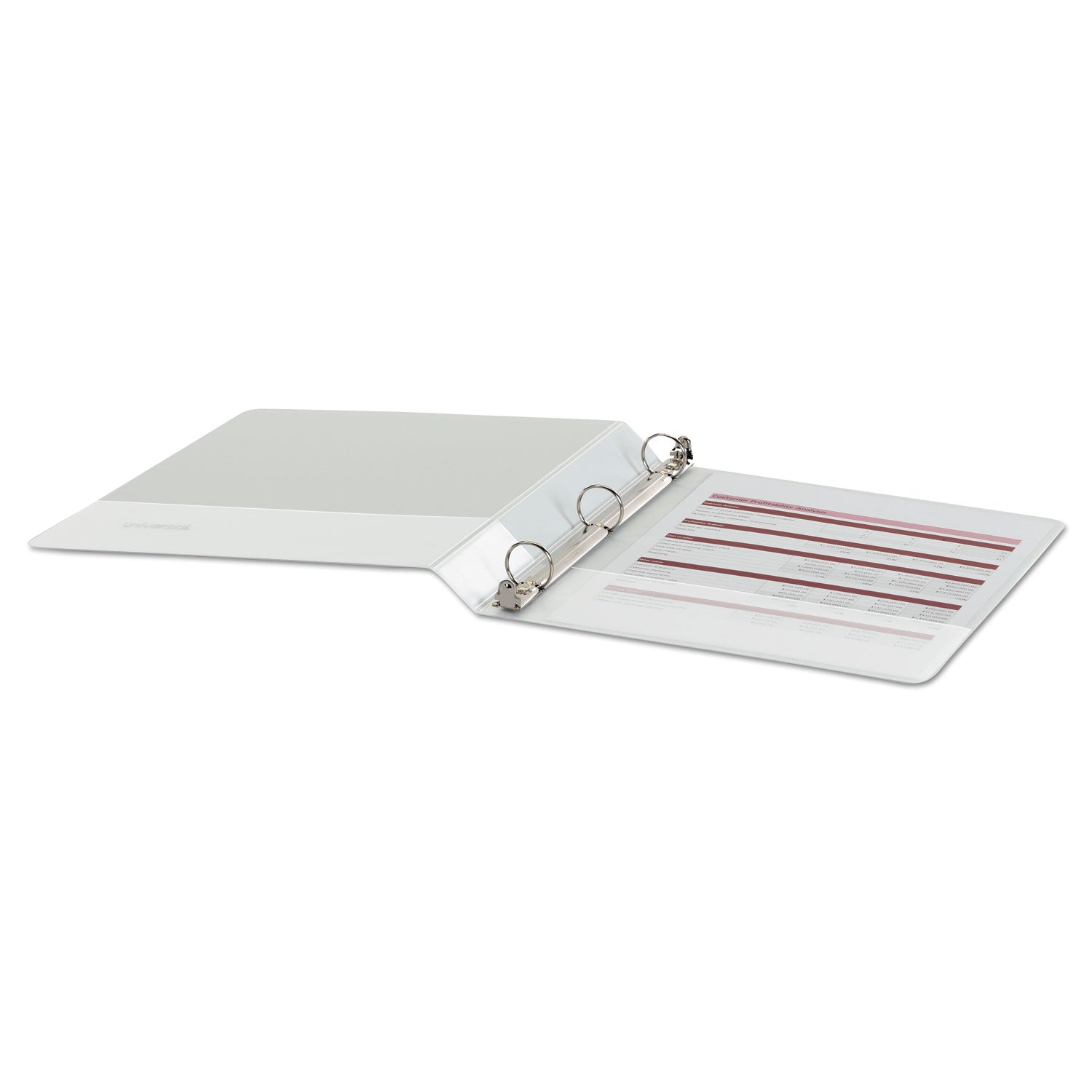 Universal Economy Round Ring View Binder, 3 Rings, 1" Capacity, 11 x 8.5, White, 6/Pack