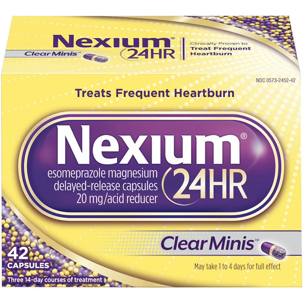 Nexium 24HR Clear Minis, Acid Reducer 20mg Esomeprazole, 42 Capsules