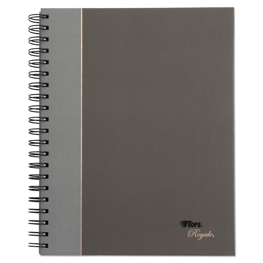 TOPS Royale Wirebound Business Notebooks, 1 Subject, Medium/College Rule, Black/Gray Cover, 10.5 x 8, 96 Sheets