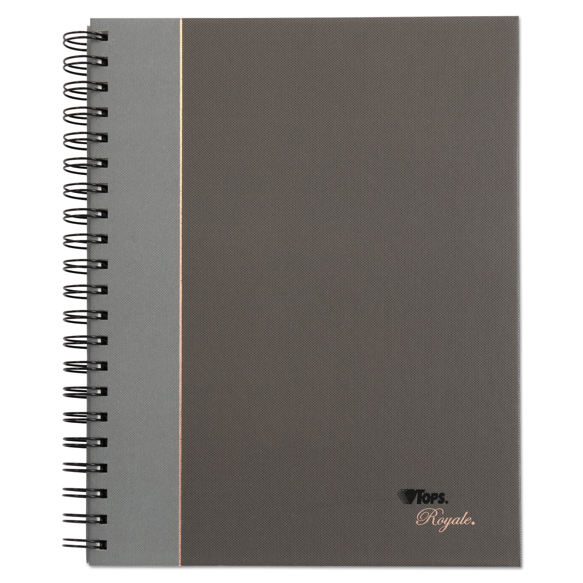 TOPS Royale Wirebound Business Notebooks, 1 Subject, Medium/College Rule, Black/Gray Cover, 10.5 x 8, 96 Sheets