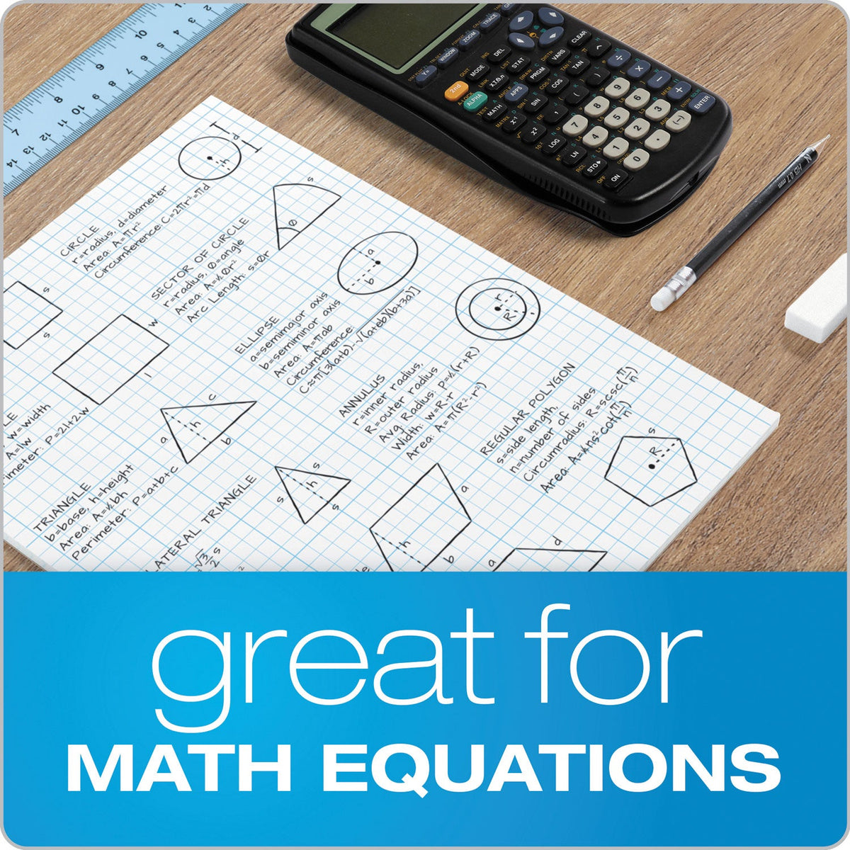 TOPS Cross Section Pads, Cross-Section Quadrille Rule (5 sq/in, 1 sq/in), 50 White 8.5 x 11 Sheets