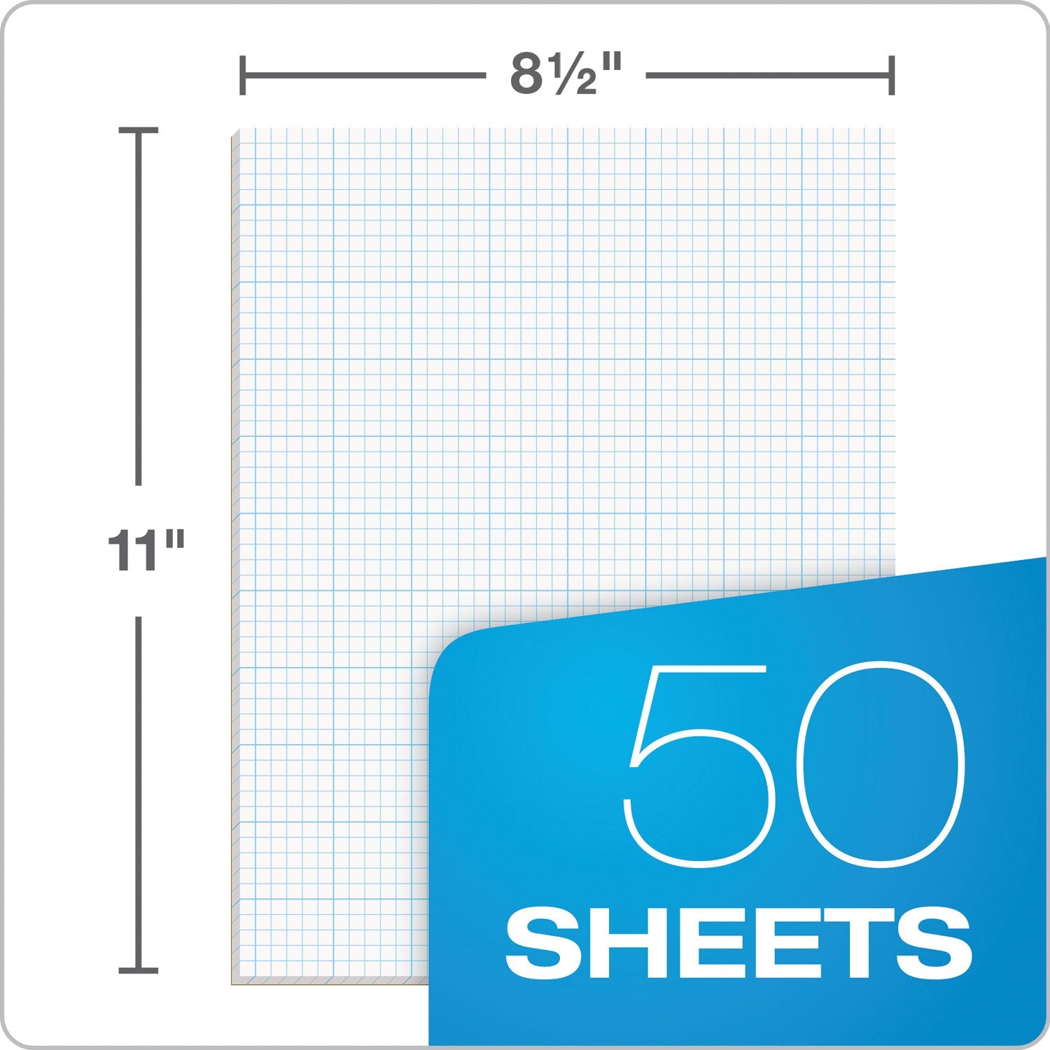 TOPS Cross Section Pads, Cross-Section Quadrille Rule (5 sq/in, 1 sq/in), 50 White 8.5 x 11 Sheets