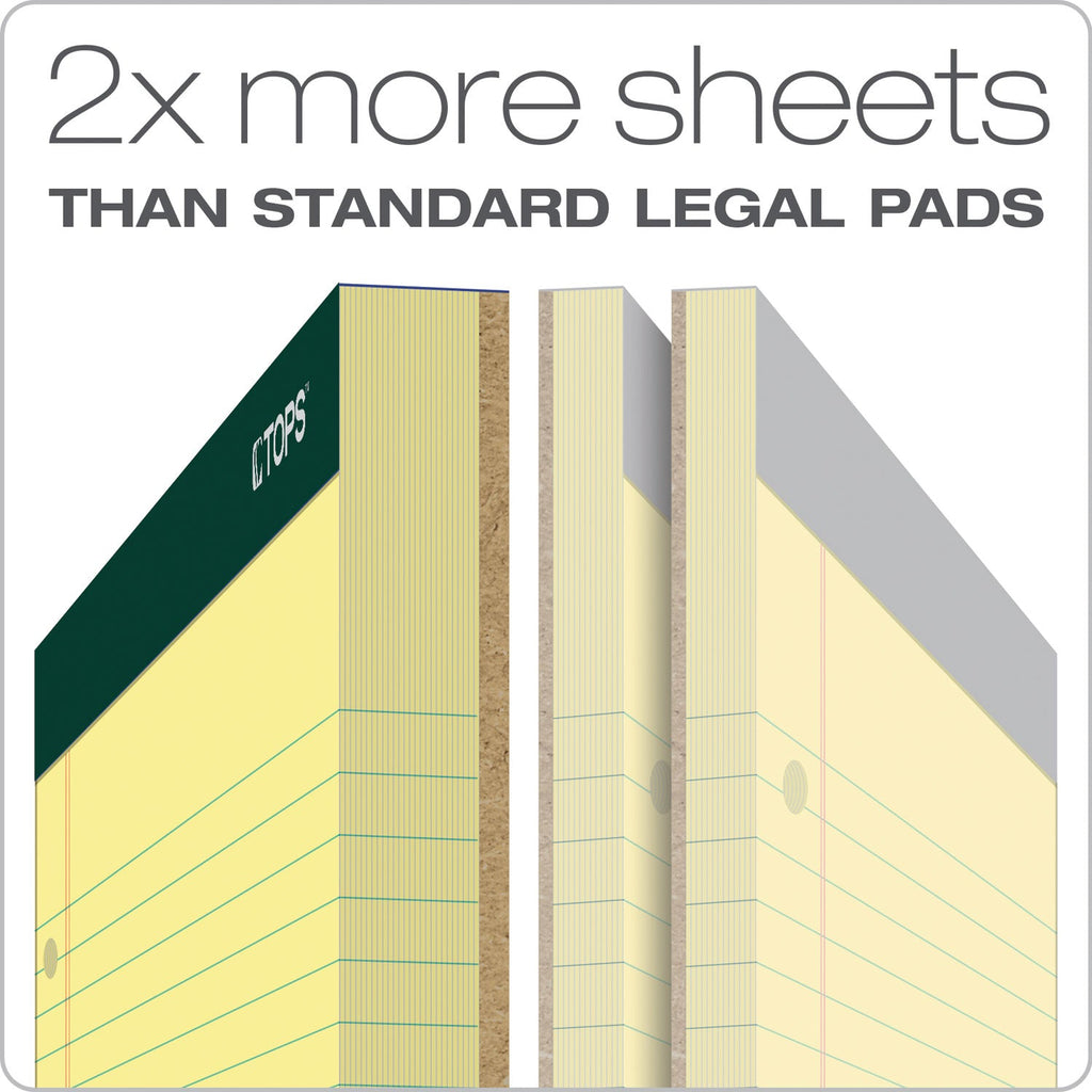 TOPS Double Docket Ruled Pads, Wide/Legal Rule, 100 Canary-Yellow 8.5 x 11.75 Sheets, 6/Pack
