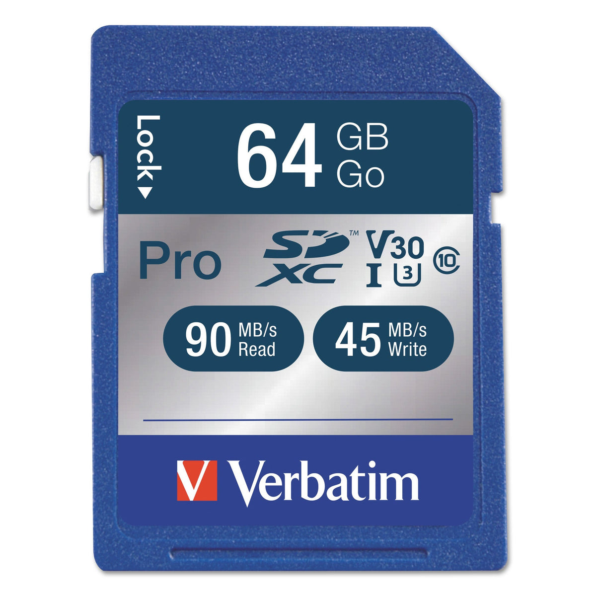 Verbatim 64GB Pro 600X SDXC Memory Card, UHS-I V30 U3 Class 10