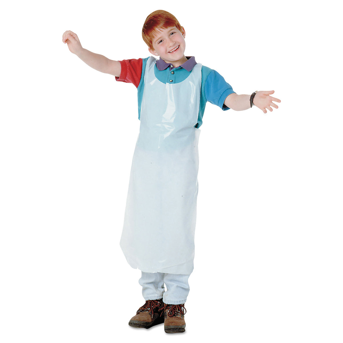Baumgartens Disposable Apron, Polypropylene, One Size Fits All, White, 100/Pack