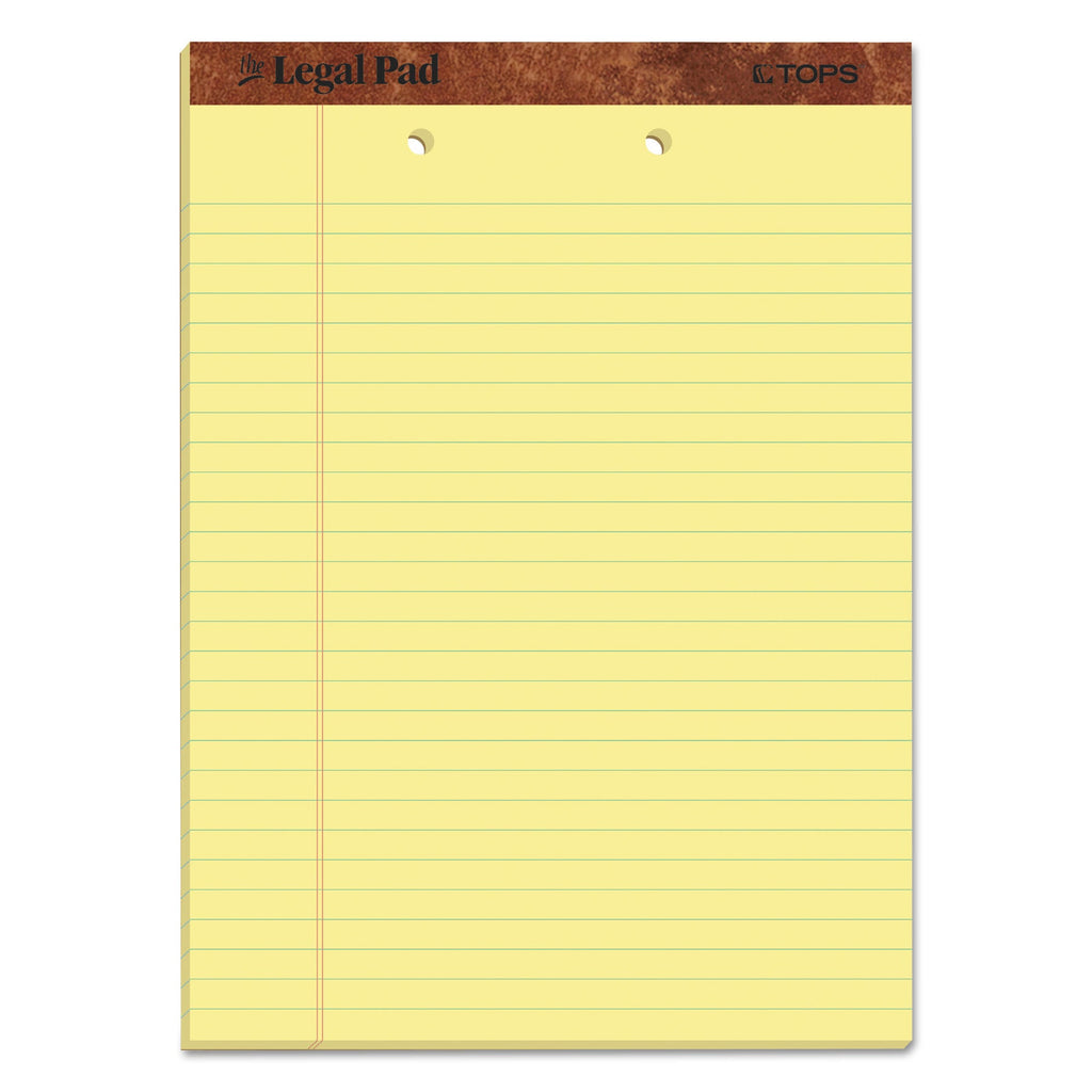 TOPS "The Legal Pad" Ruled Perforated Pads, Wide/Legal Rule, 50 Canary-Yellow 8.5 x 11.75 Sheets, Dozen
