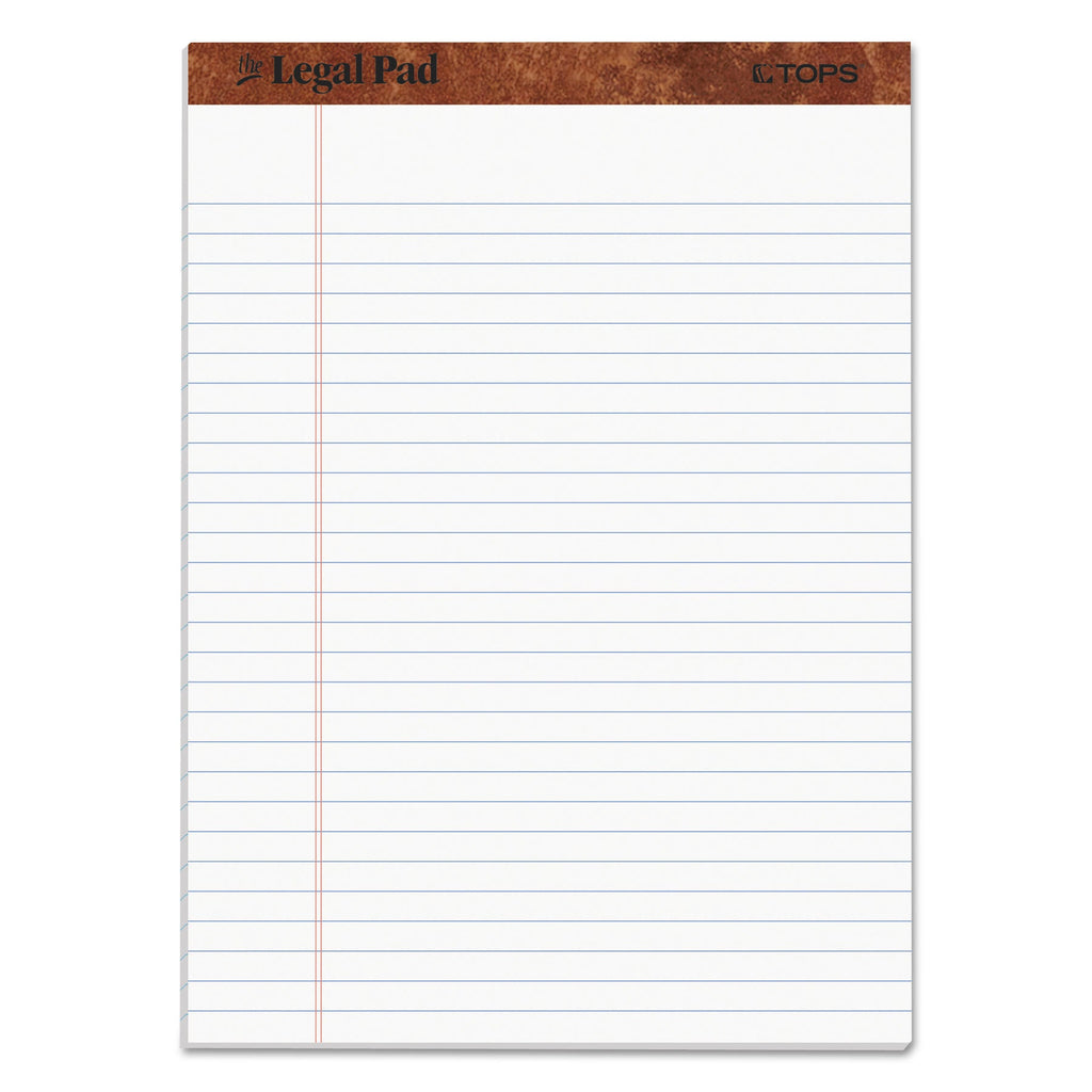 TOPS "The Legal Pad" Ruled Perforated Pads, Wide/Legal Rule, 50 White 8.5 x 11.75 Sheets, Dozen