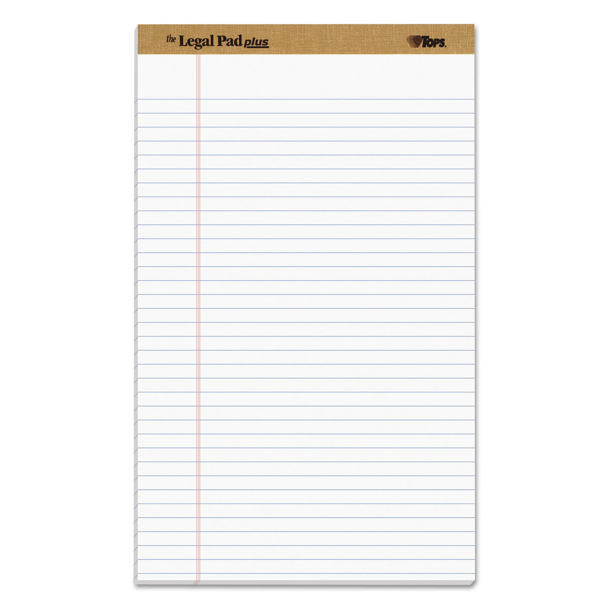 TOPS "The Legal Pad" Plus Ruled Perforated Pads with 40 pt. Back, Wide/Legal Rule, 50 White 8.5 x 14 Sheets, Dozen