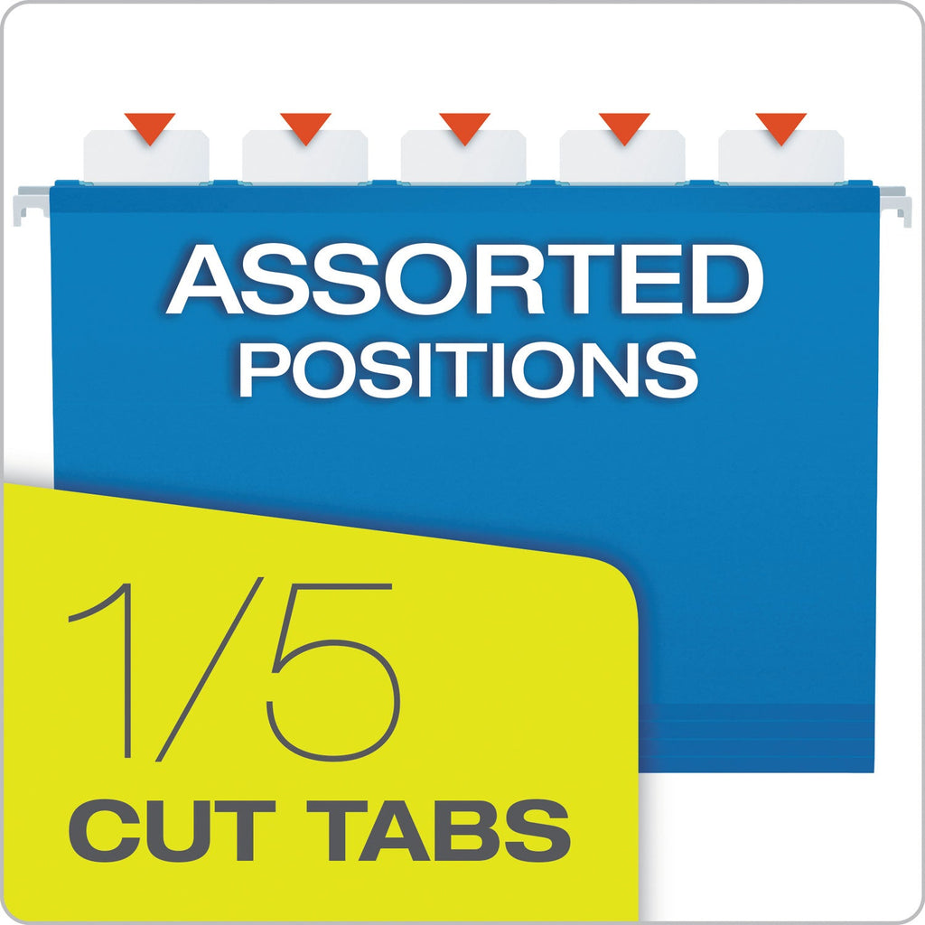 Pendaflex SureHook Reinforced Extra-Capacity Hanging Box File, 1 Section, 3" Capacity, Legal Size, 1/5-Cut Tabs, Blue, 25/Box
