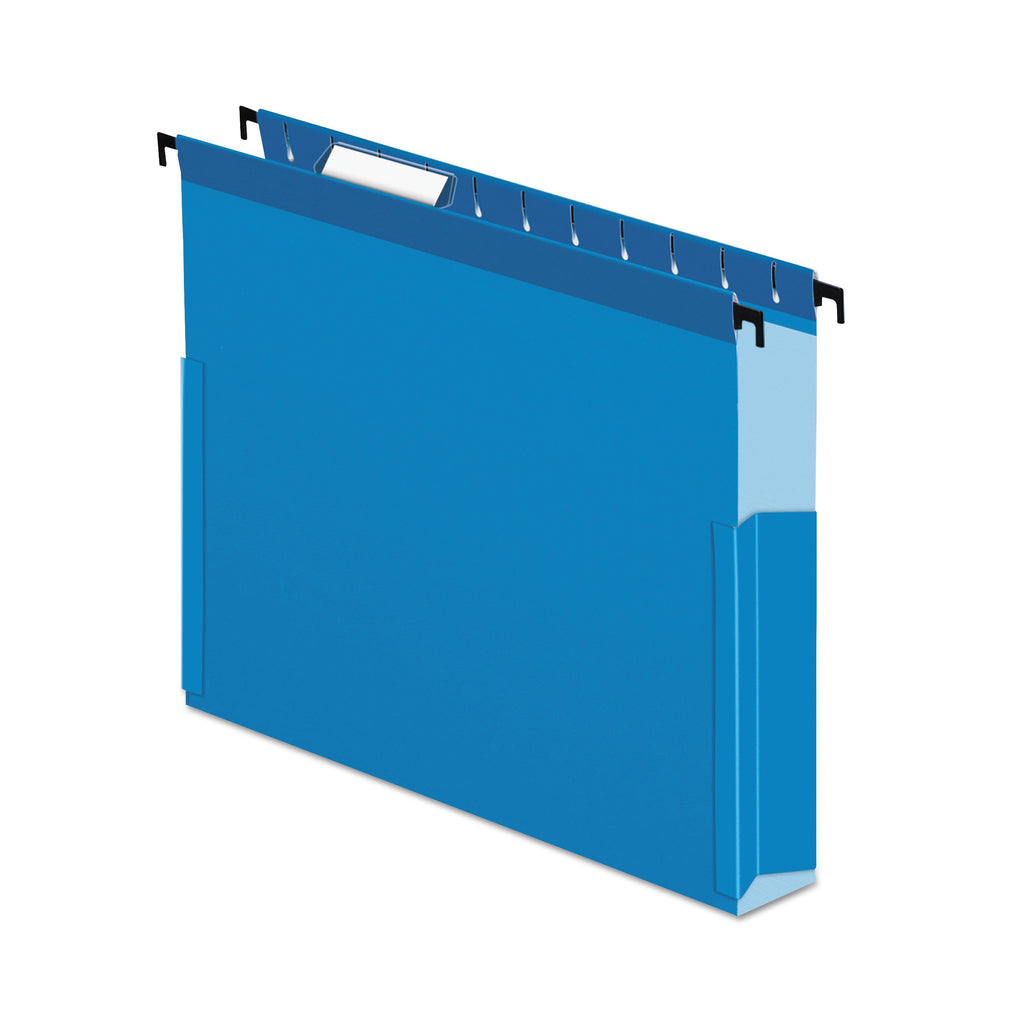 Pendaflex SureHook Reinforced Extra-Capacity Hanging Box File, 1 Section, 2" Capacity, Letter Size, 1/5-Cut Tabs, Blue, 25/Box