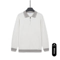 Mens Solid-Color Casual Top With Lapel And Half-Zip