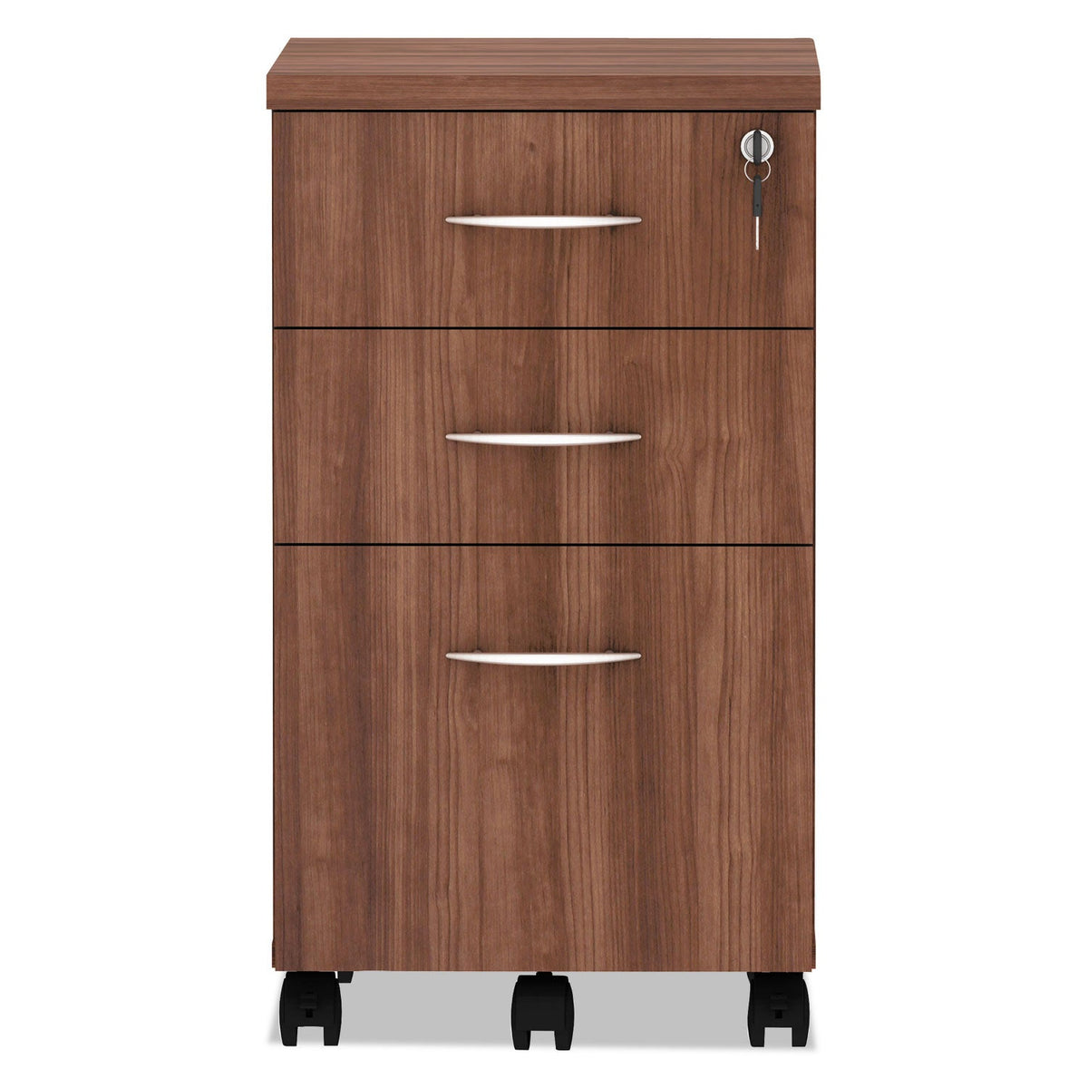 Alera Valencia Series Mobile Pedestal File, Left/Right, 3-Drawer: Box/Box/File, Legal/Letter, Walnut, 15.88 x 20.5 x 28.38
