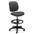 HON ComforTask Task Stool, Adjustable Footring, Supports Up to 300 lb, 22" to 32" Seat Height, Iron Ore Seat/Back, Black Base