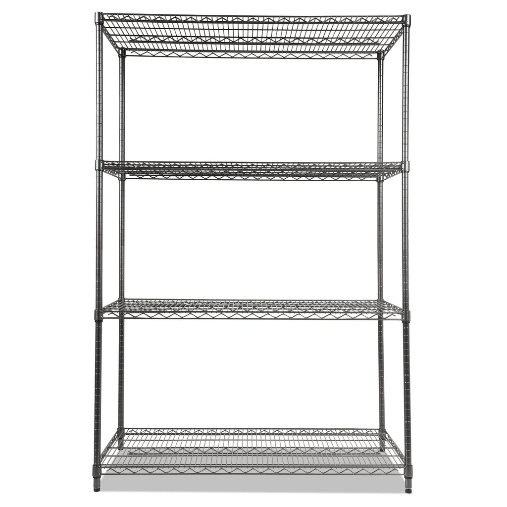 Alera Wire Shelving Starter Kit, Four-Shelf, 48w x 24d x 72h, Black Anthracite
