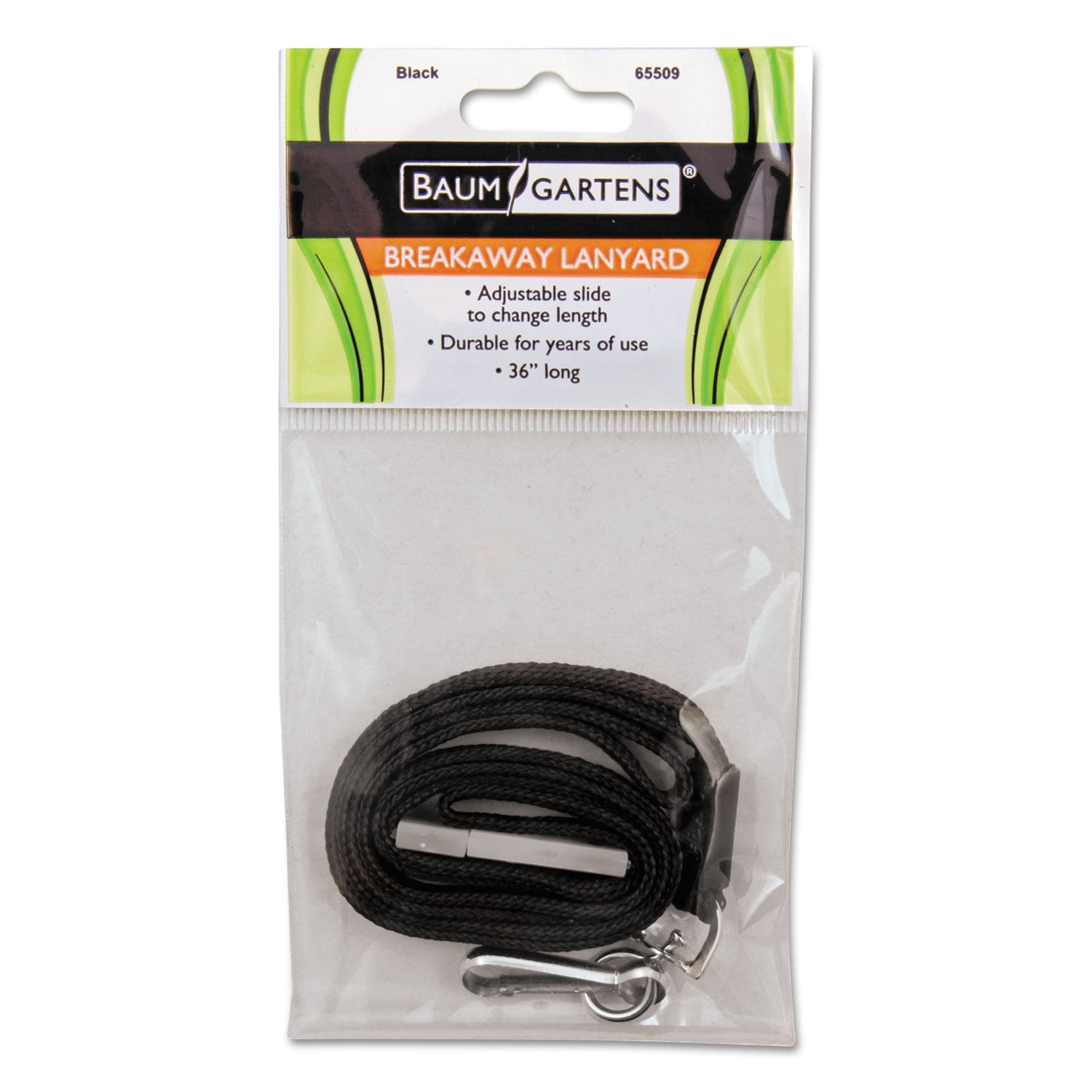 SICURIX Safety Breakaway Lanyard, Metal Hook Fastener, 36" Long, Black