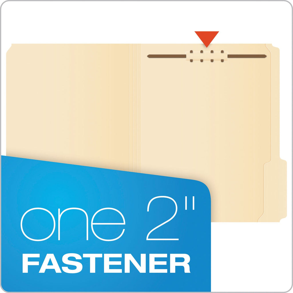 Pendaflex Manila Fastener Folders, Straight Tab, 1 Fastener, Letter Size, Manila Exterior, 50/Box