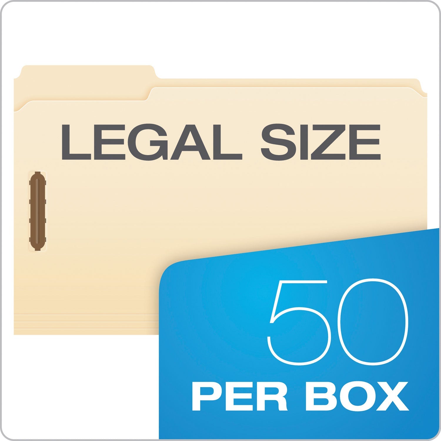 Pendaflex Manila Fastener Folders, 1/3-Cut Tabs: Assorted, 2 Fasteners, Legal Size, Manila Exterior, 50/Box