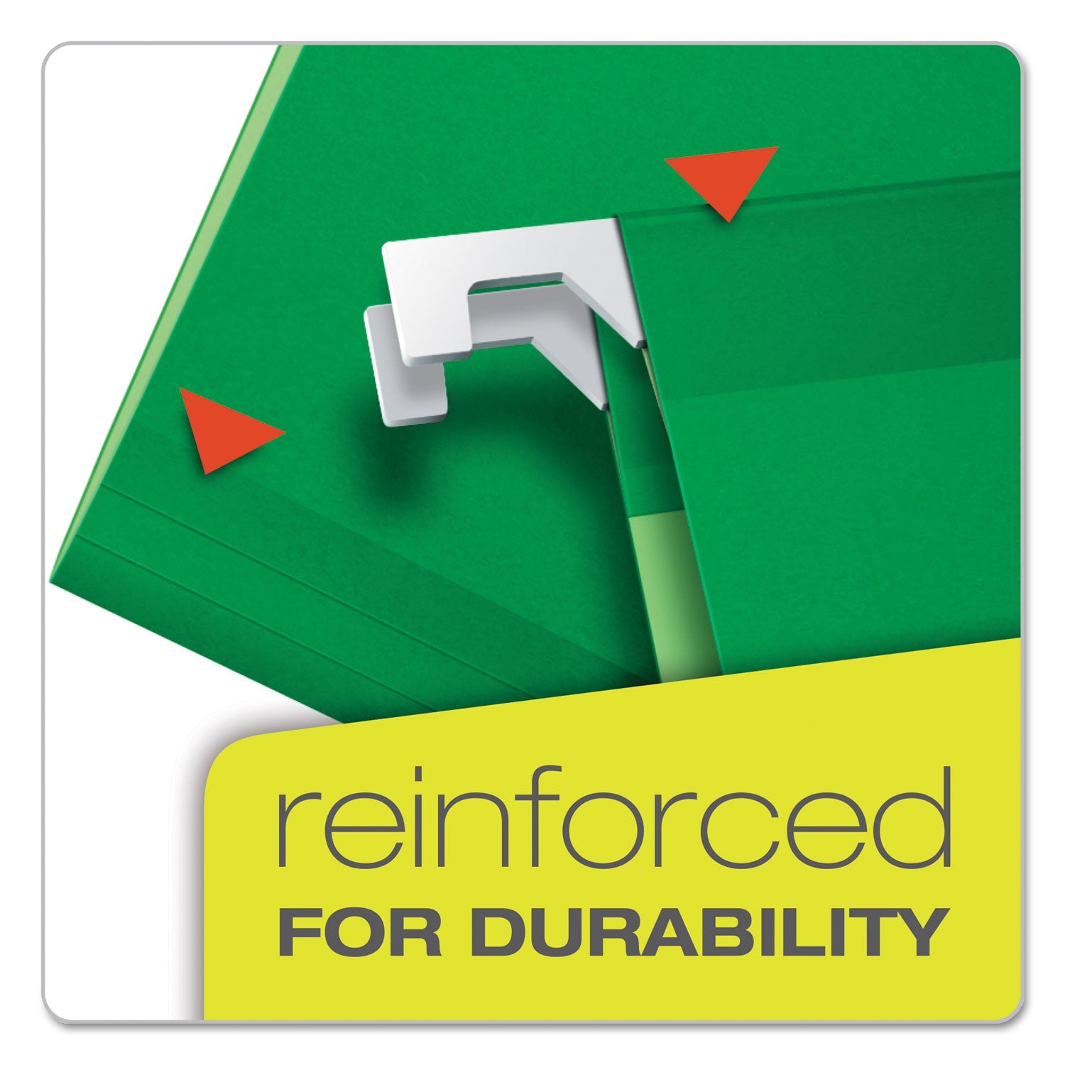 Pendaflex Extra Capacity Reinforced Hanging File Folders with Box Bottom, 2" Capacity, Letter Size, 1/5-Cut Tabs, Bright Green, 25/Box