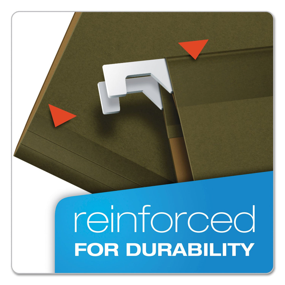 Pendaflex Reinforced Hanging File Folders with Printable Tab Inserts, Letter Size, 1/5-Cut Tabs, Standard Green, 25/Box