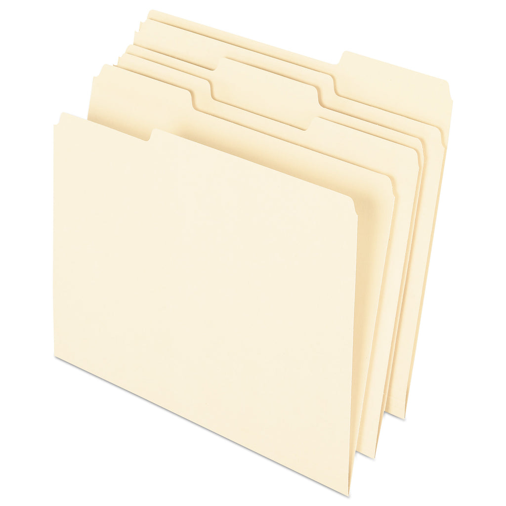 Pendaflex Earthwise by Pendaflex 100% Recycled Manila File Folder, 1/3-Cut Tabs: Assorted, Letter, 0.75" Expansion, Manila, 100/Box