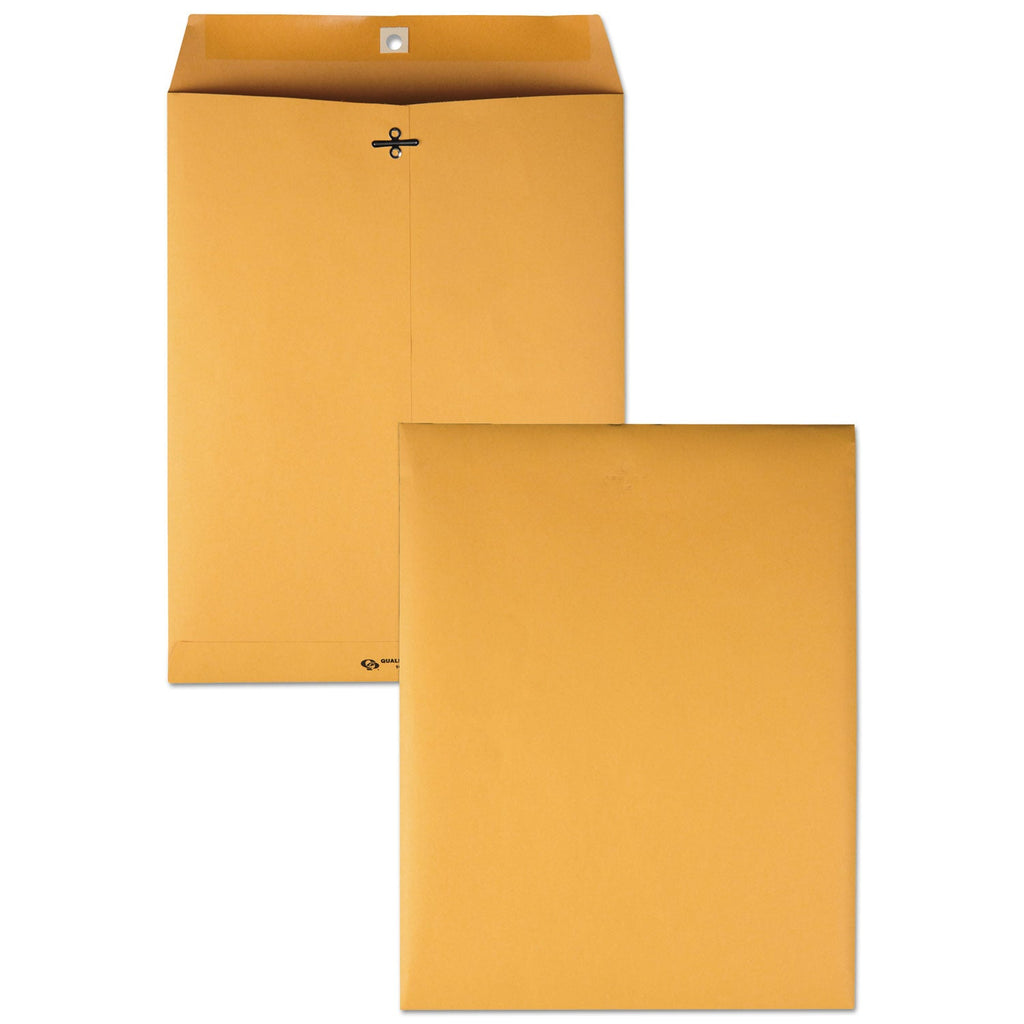 Quality Park Clasp Envelope, 28 lb Bond Weight Kraft, #97, Square Flap, Clasp/Gummed Closure, 10 x 13, Brown Kraft, 100/Box