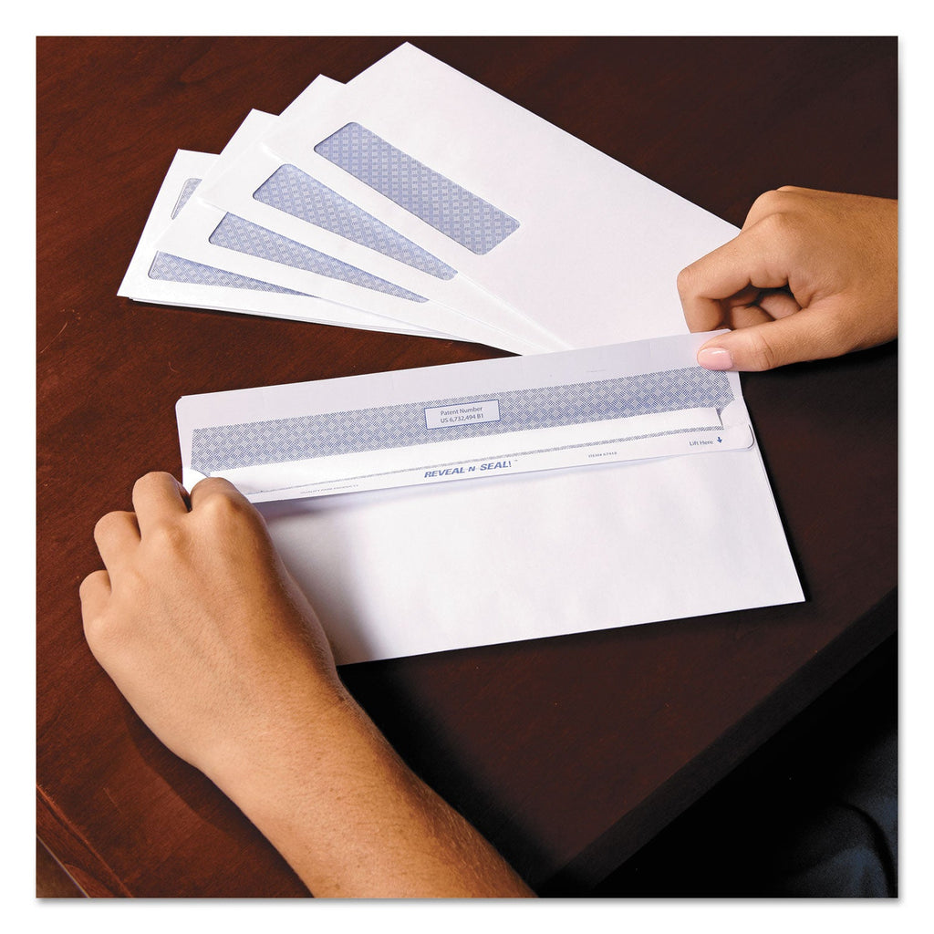 Quality Park Reveal-N-Seal Envelope, #9, Commercial Flap, Self-Adhesive Closure, 3.88 x 8.88, White, 500/Box