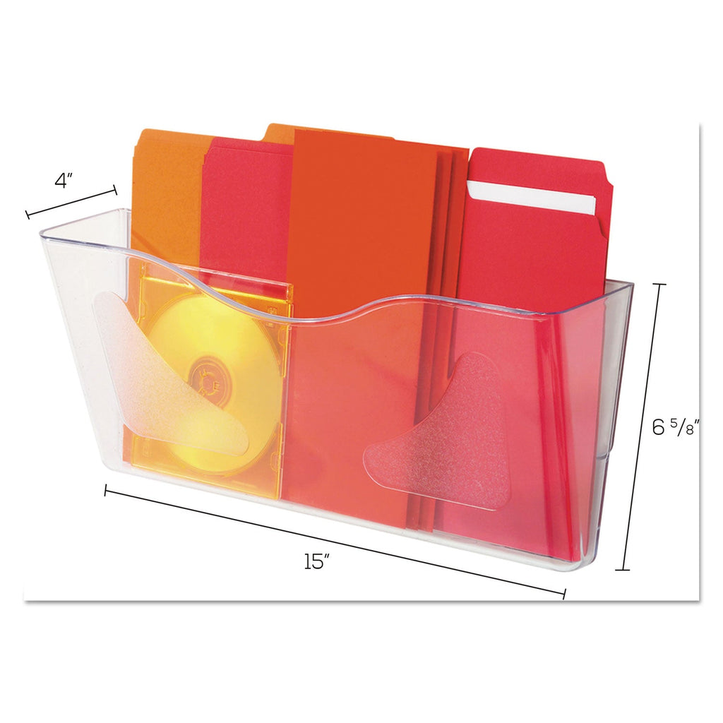 deflecto Euro-Style DocuPocket Landscape Wall File, Larger Files/Tabloid Size, 15" x 4" x 6.63", Clear