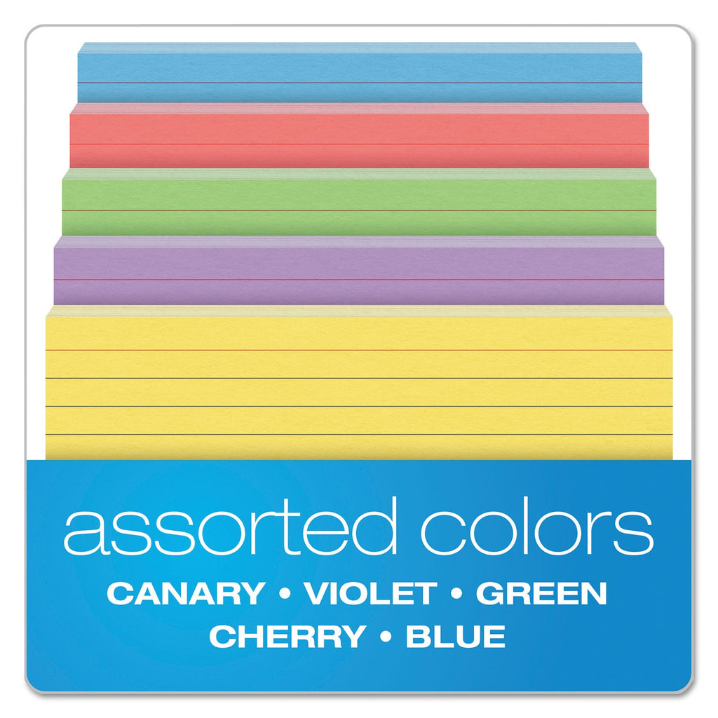 Oxford Ruled Index Cards, 4 x 6, Blue/Violet/Canary/Green/Cherry, 100/Pack