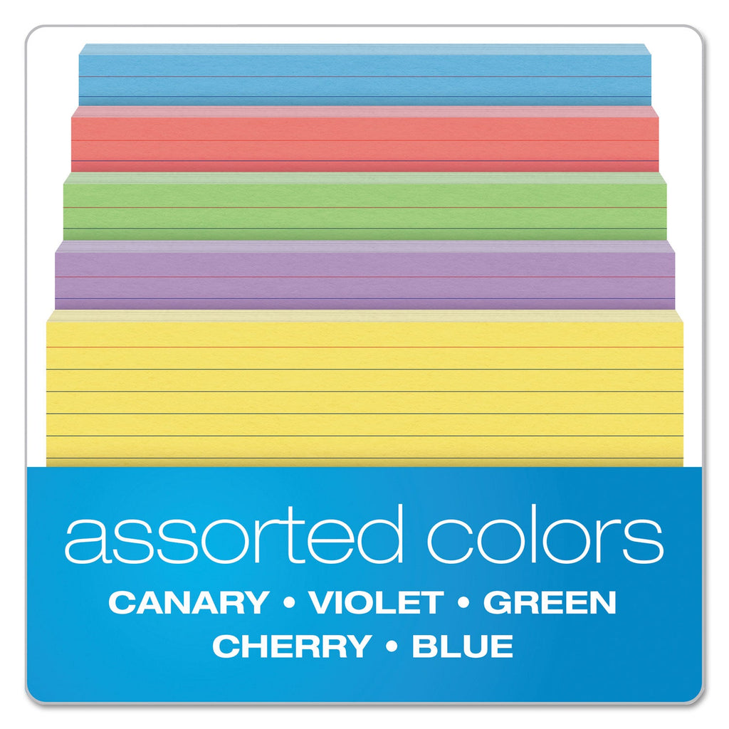 Oxford Ruled Index Cards, 5 x 8, Blue/Violet/Canary/Green/Cherry, 100/Pack