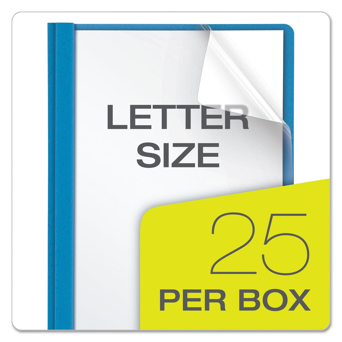 Oxford Clear Front Standard Grade Report Cover, Three-Prong Fastener, 0.5" Capacity, 8.5 x 11, Clear/Light Blue, 25/Box