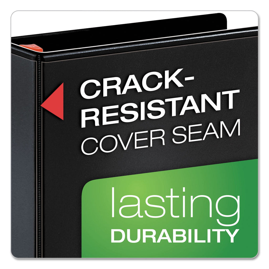 Cardinal XtraLife ClearVue Non-Stick Locking Slant-D Ring Binder, 3 Rings, 2" Capacity, 11 x 8.5, Black