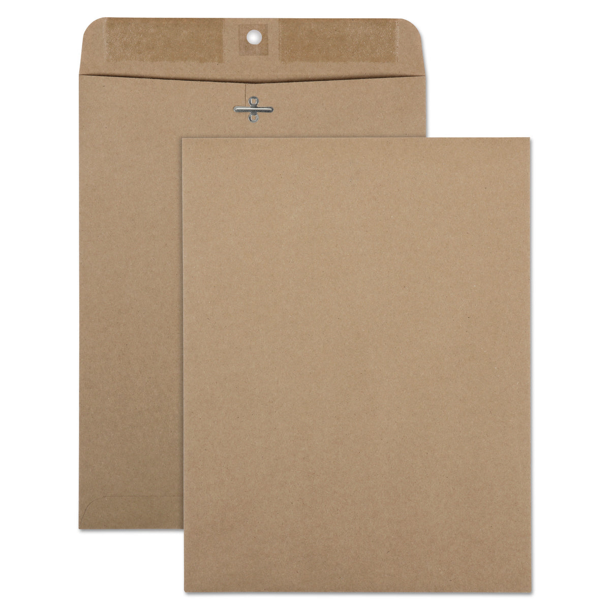 Quality Park Recycled Brown Kraft Clasp Envelope, #90, Square Flap, Clasp/Gummed Closure, 9 x 12, Brown Kraft, 100/Box