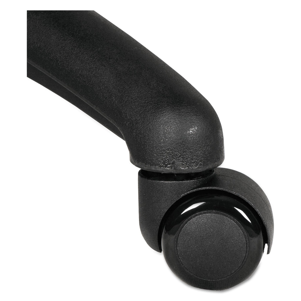 Alera Dual Wheel Hooded Casters, Grip Ring Type B Stem, 2" Soft Nylon Wheel, Black, 5/Set