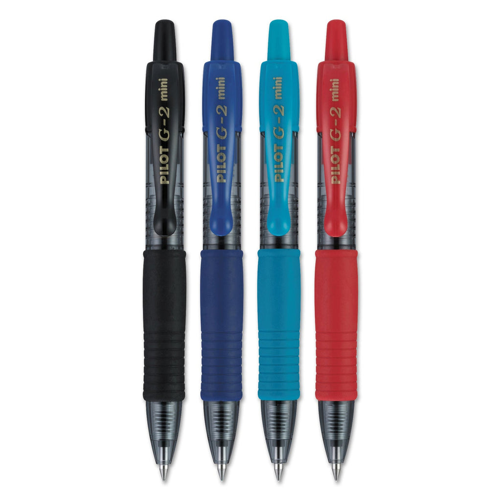 Pilot G2 Mini Gel Pen, Retractable, Fine 0.7 mm, Assorted Ink and Barrel Colors, 4/Pack