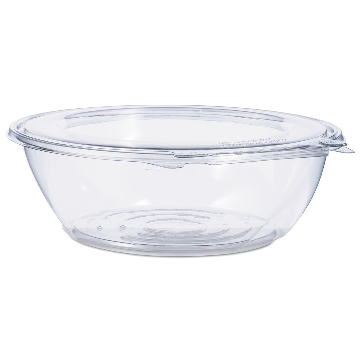Dart Tamper-Resistant, Tamper-Evident Bowls with Flat Lid, 48 oz, 8.9" Diameter x 2.8"h, Clear, Plastic, 100/Carton