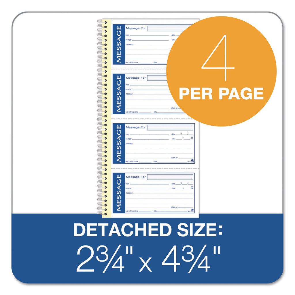 Adams Write 'n Stick Phone Message Pad, Two-Part Carbonless, 2.75 x 4.75, 4/Page, 200 Forms