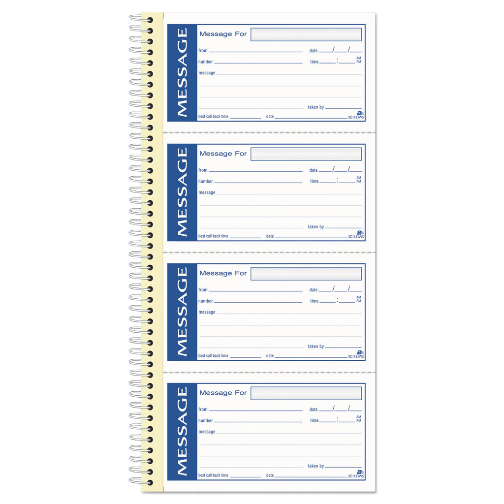 Adams Write 'n Stick Phone Message Pad, Two-Part Carbonless, 2.75 x 4.75, 4/Page, 200 Forms
