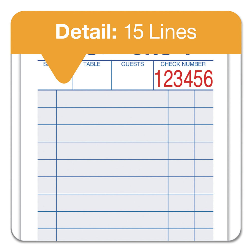 Adams Guest Check Unit Set, Two-Part Carbonless, 6.38 x 3.38, 1/Page, 50 Forms/Pad, 10 Pads/Pack
