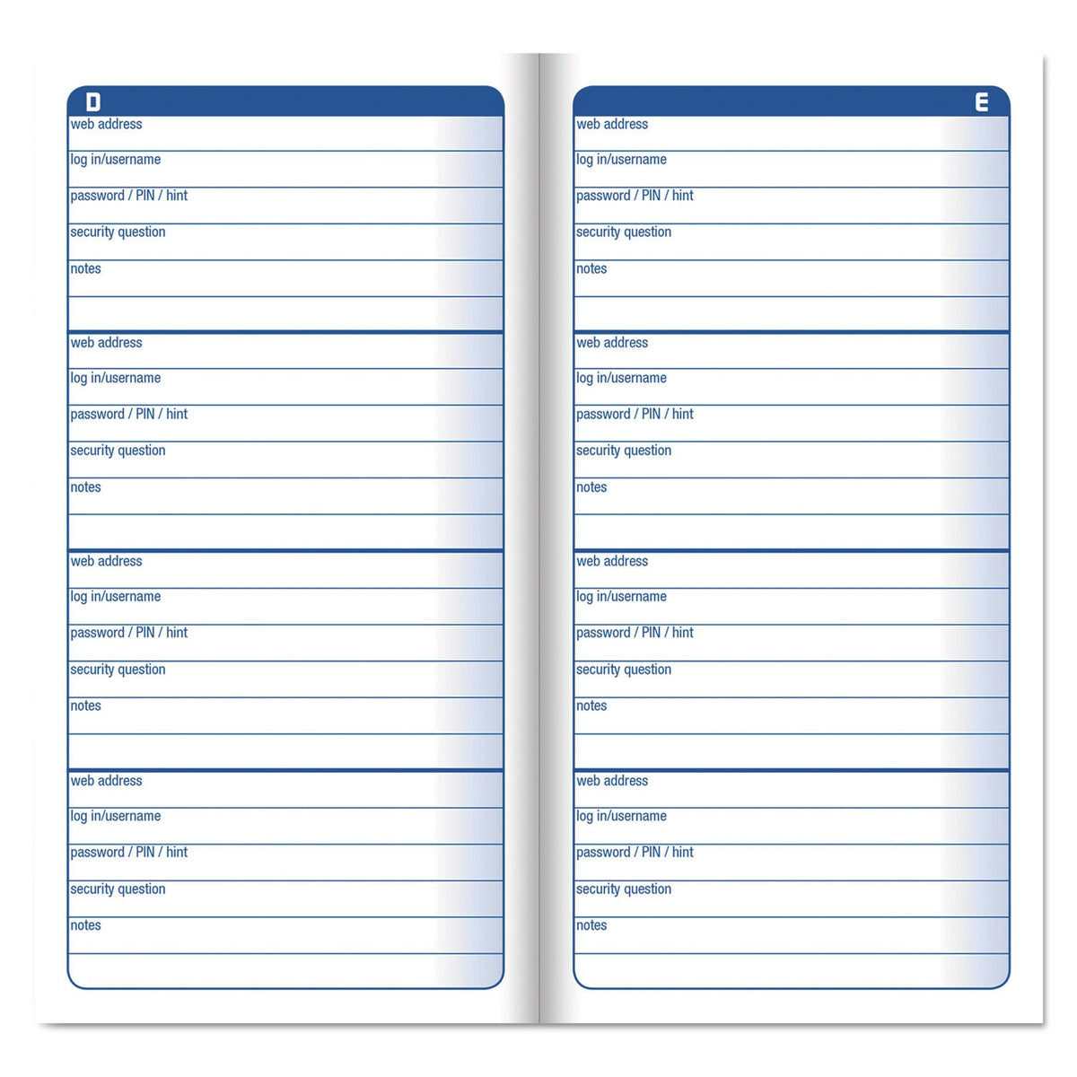Adams Password Journal, 3.25 x 6.25, 4/Page, 192 Forms