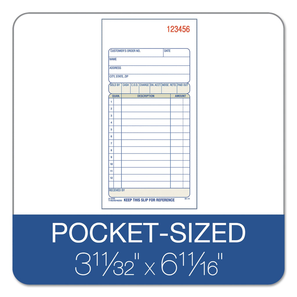 Adams Carbonless Sales Order Book, Three-Part Carbonless, 3.25 x 7.13, 50 Forms