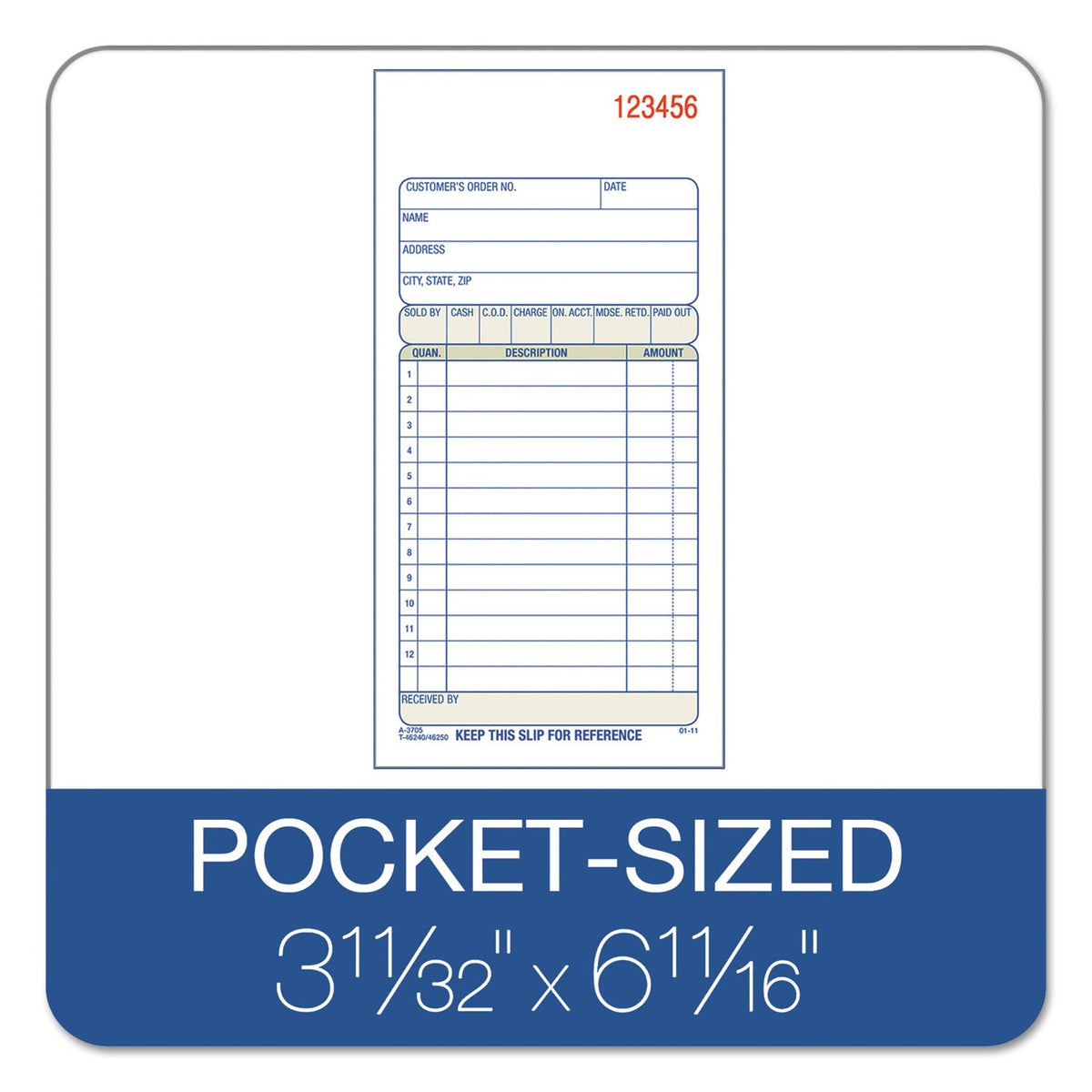 Adams Carbonless Sales Order Book, Three-Part Carbonless, 3.25 x 7.13, 50 Forms