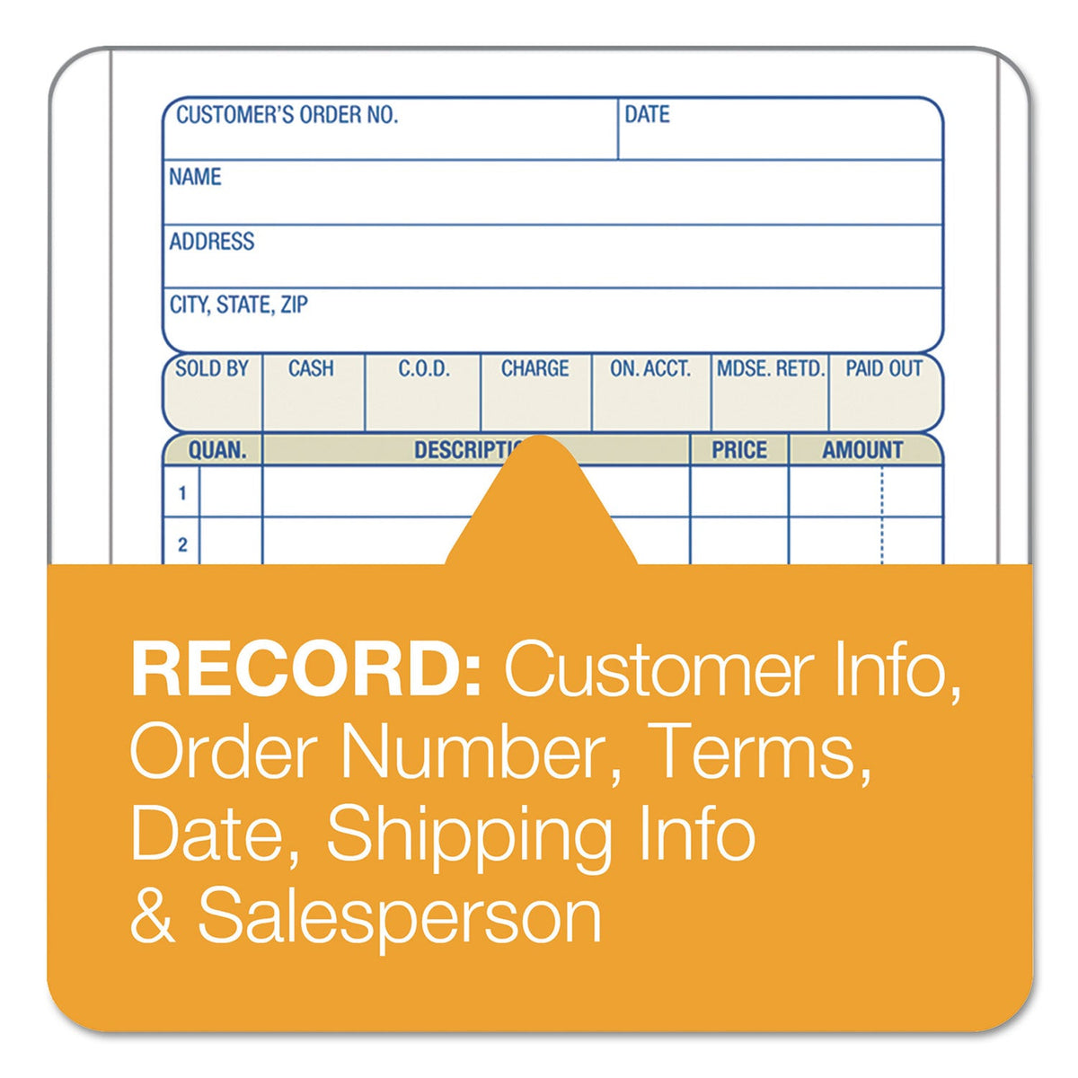 Adams Carbonless Sales Order Book, Three-Part Carbonless, 3.25 x 7.13, 50 Forms