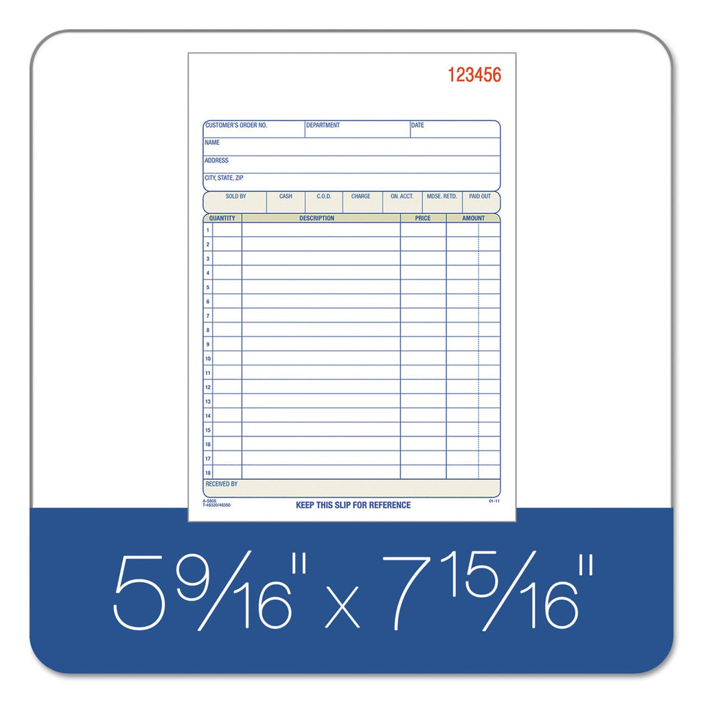 Adams TOPS Sales/Order Book, Three-Part Carbonless, 7.95 x 5.56, 1/Page, 50 Forms