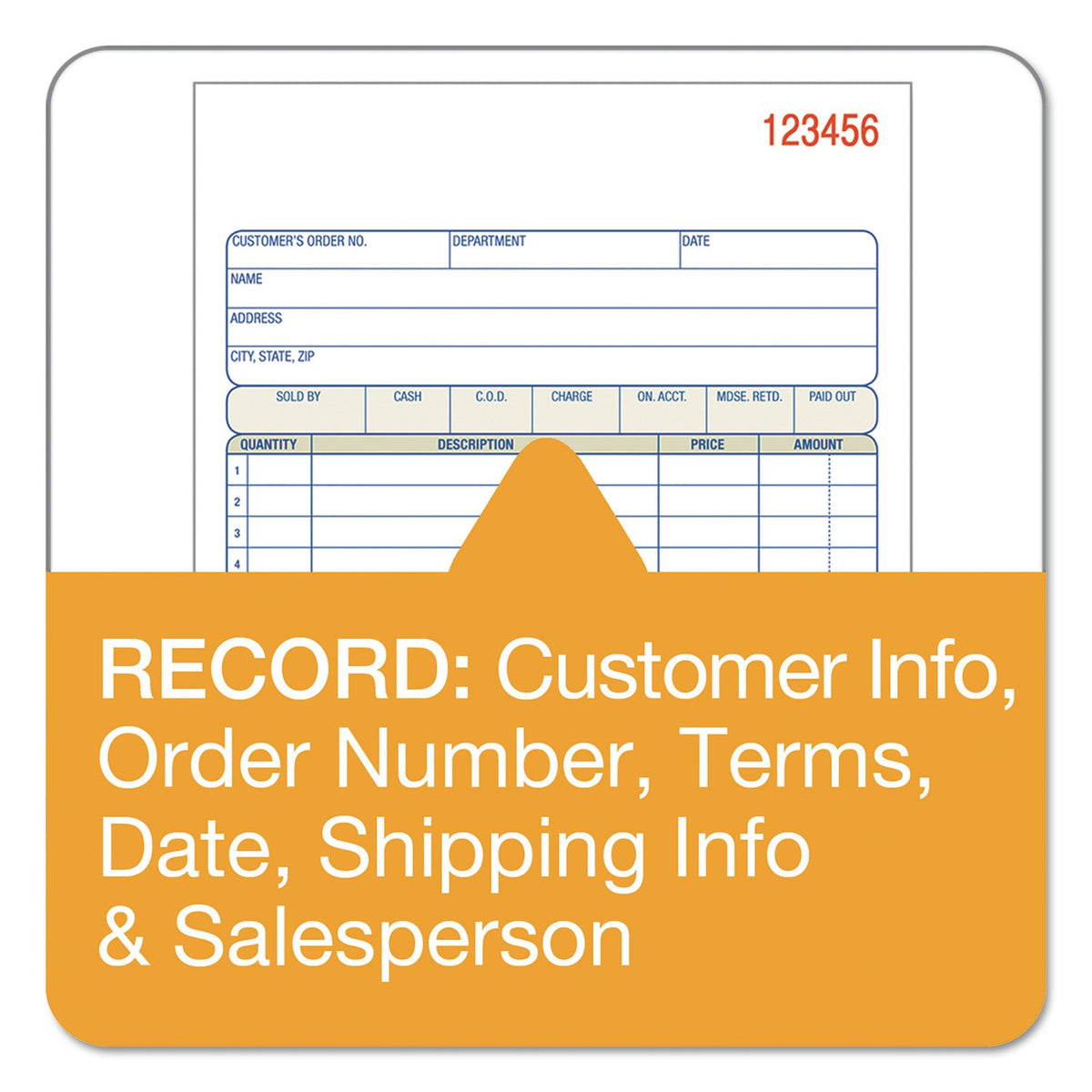 Adams TOPS Sales/Order Book, Three-Part Carbonless, 7.95 x 5.56, 1/Page, 50 Forms