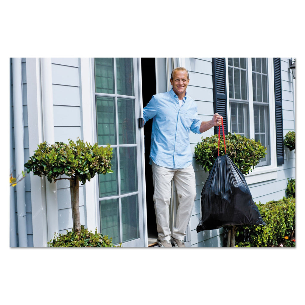 Glad Drawstring Large Trash Bags, 30 gal, 1.05 mil, 30" x 33", Black, 90/Carton