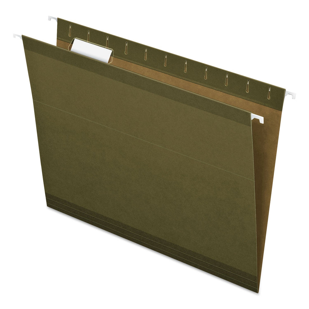 Pendaflex Reinforced Hanging File Folders with Printable Tab Inserts, Letter Size, 1/5-Cut Tabs, Standard Green, 25/Box