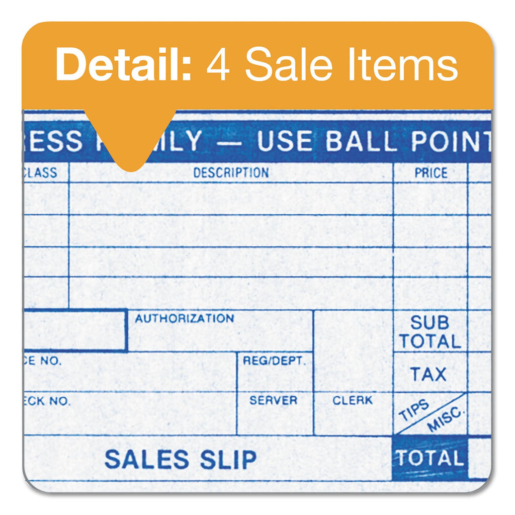 TOPS Credit Card Sales Slip, Three-Part Carbonless, 7.78 x 3.25, 1/Page, 100 Forms