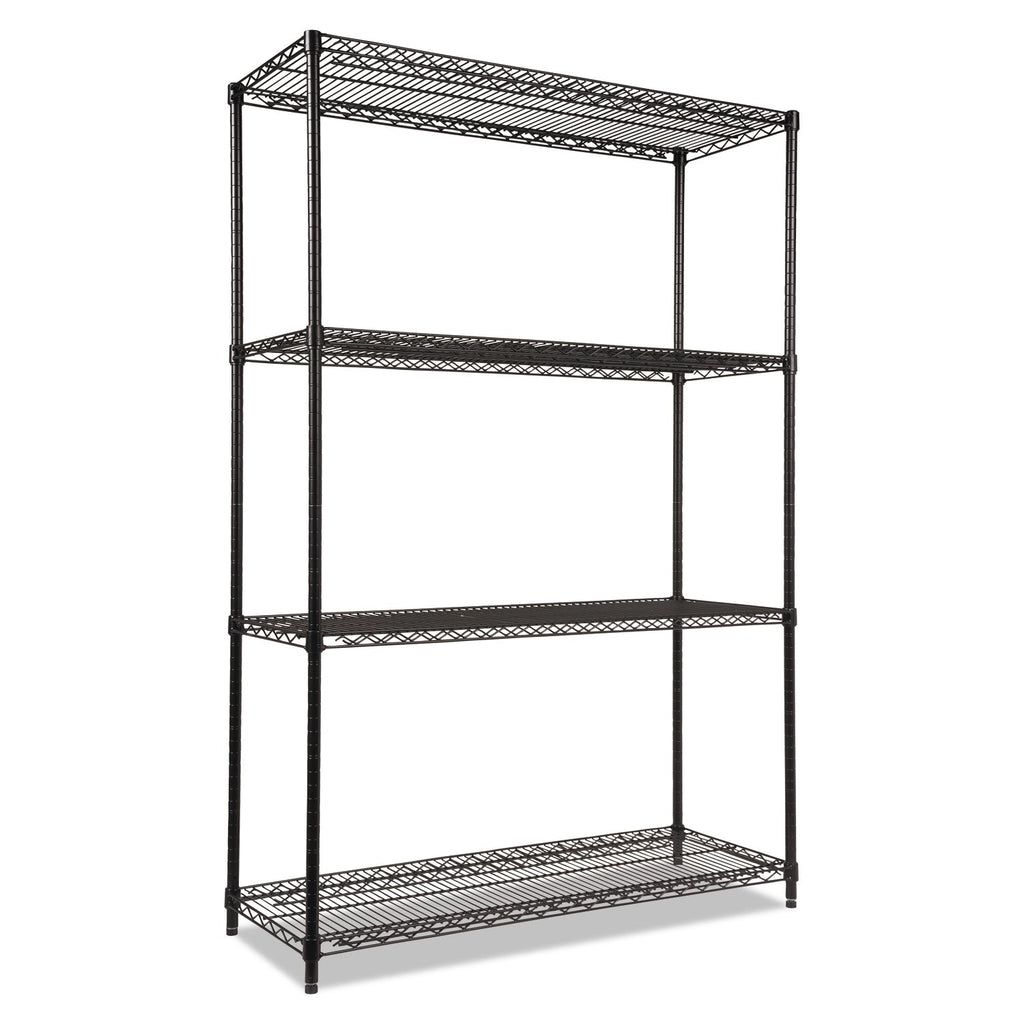 Alera NSF Certified Industrial Four-Shelf Wire Shelving Kit, 48w x 18d x 72h, Black
